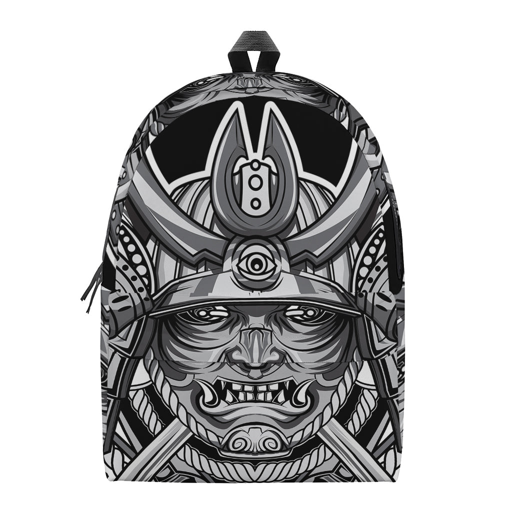 Silver Samurai Mask Print Backpack