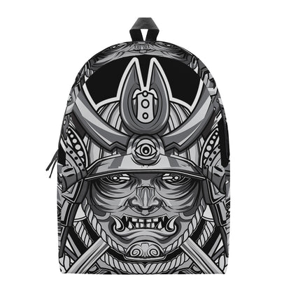 Silver Samurai Mask Print Backpack