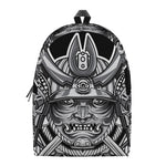 Silver Samurai Mask Print Backpack