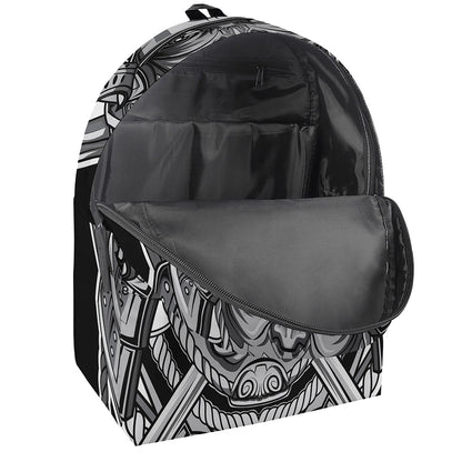 Silver Samurai Mask Print Backpack