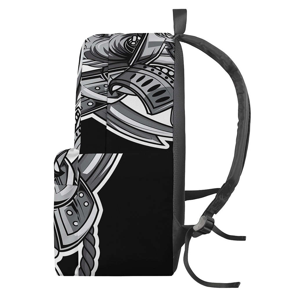 Silver Samurai Mask Print Backpack