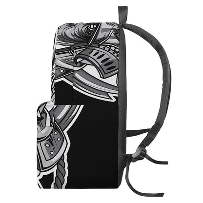 Silver Samurai Mask Print Backpack