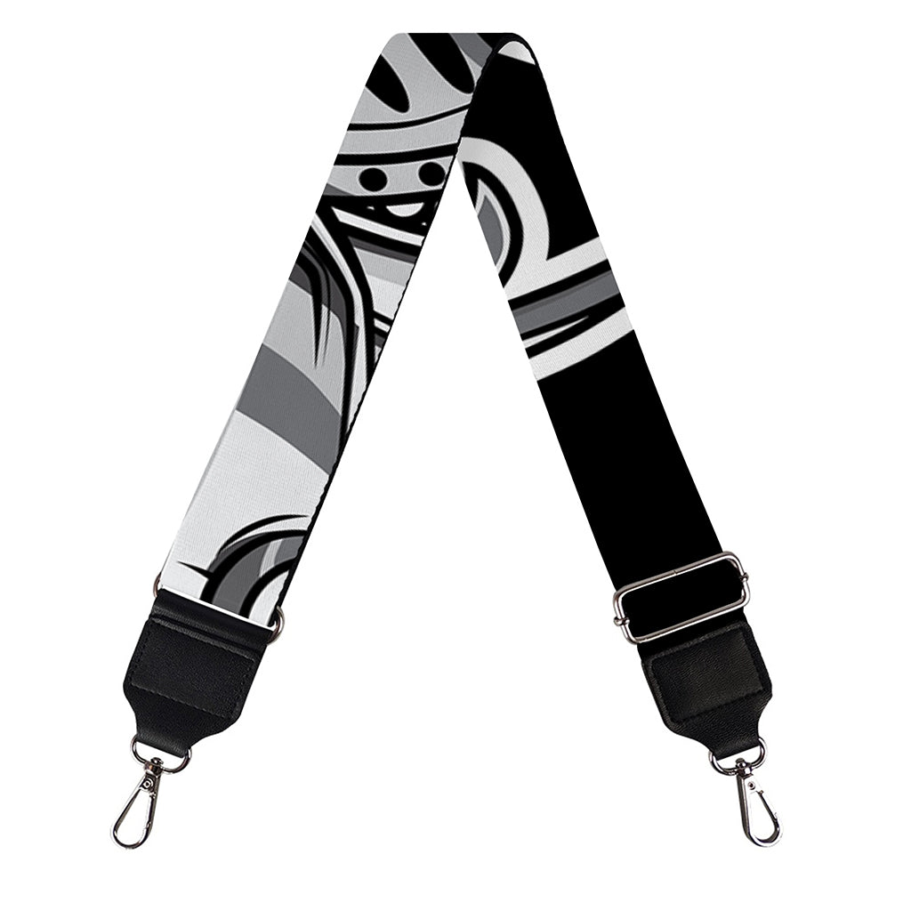 Silver Samurai Mask Print Bag Strap