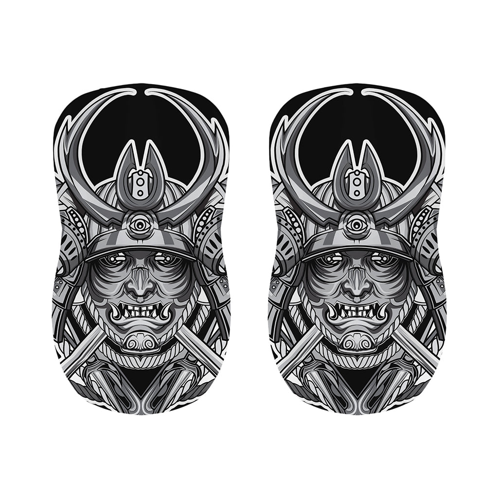 Silver Samurai Mask Print Bar Stool Covers