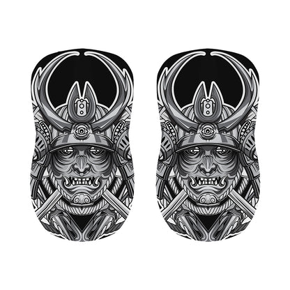 Silver Samurai Mask Print Bar Stool Covers