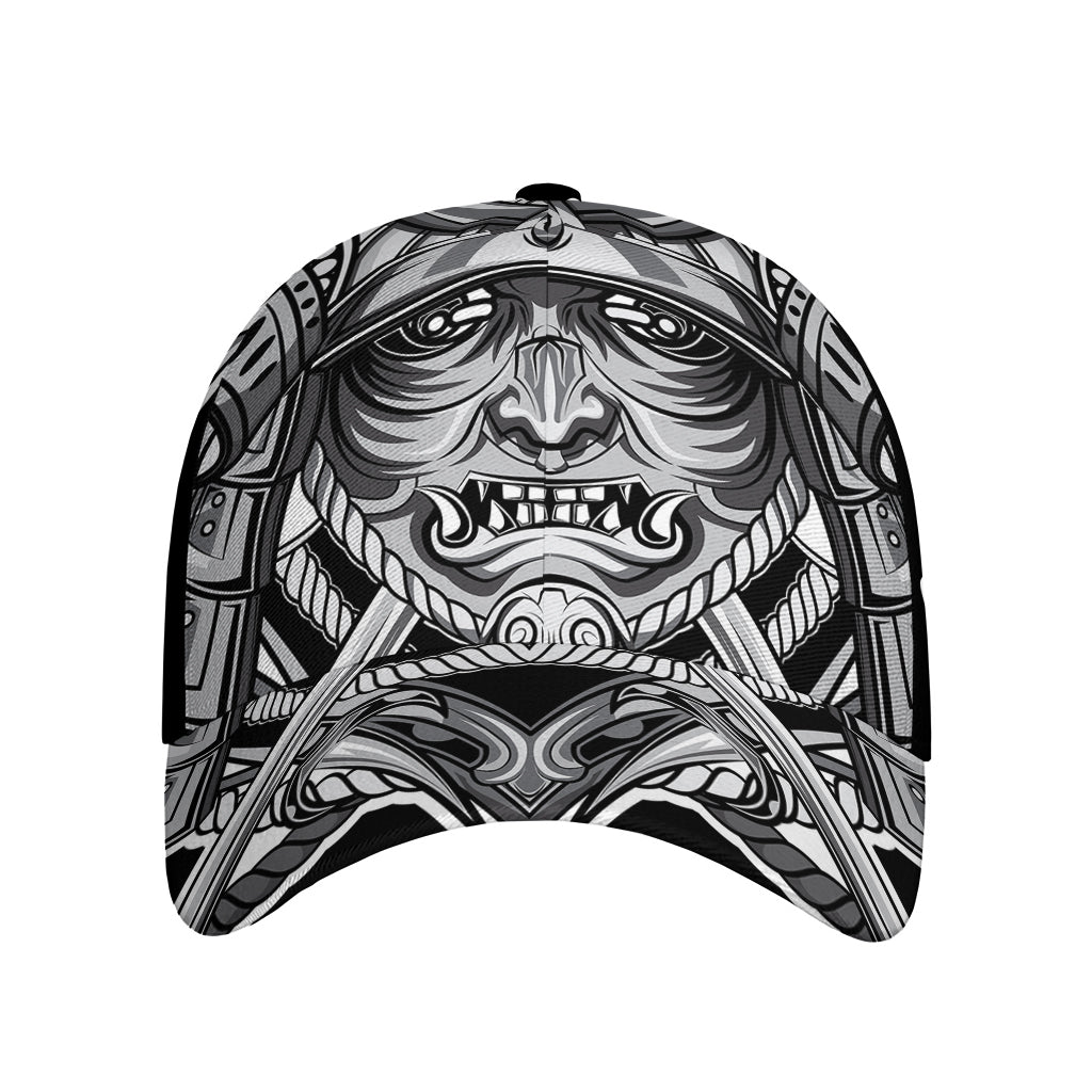Silver Samurai Mask Print Baseball Cap