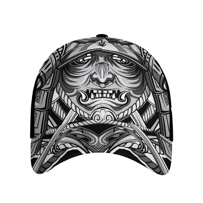 Silver Samurai Mask Print Baseball Cap