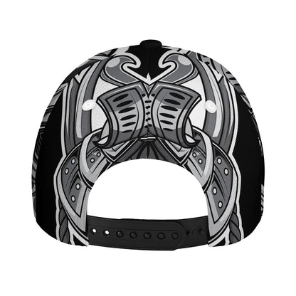 Silver Samurai Mask Print Baseball Cap