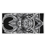 Silver Samurai Mask Print Beach Towel