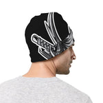 Silver Samurai Mask Print Beanie