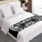 Silver Samurai Mask Print Bed Runner