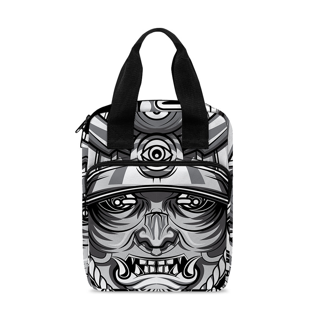 Silver Samurai Mask Print Bible Tote Bag