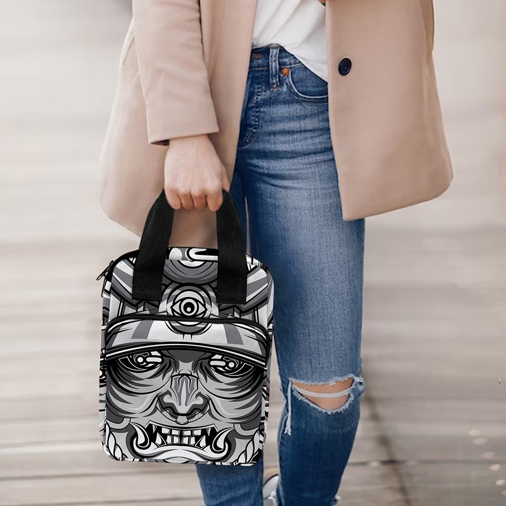 Silver Samurai Mask Print Bible Tote Bag