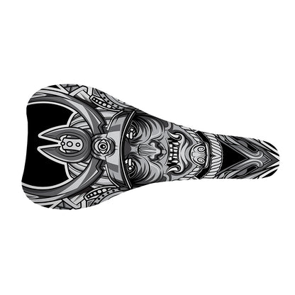 Silver Samurai Mask Print Bicycle Seat Cover
