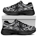 Silver Samurai Mask Print Black Chunky Shoes