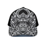 Silver Samurai Mask Print Black Mesh Trucker Cap