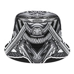 Silver Samurai Mask Print Bucket Hat