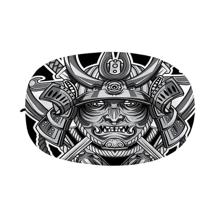 Silver Samurai Mask Print Car Side Mirror Covers