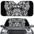 Silver Samurai Mask Print Car Windshield Sun Shade