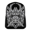 Silver Samurai Mask Print Casual Backpack