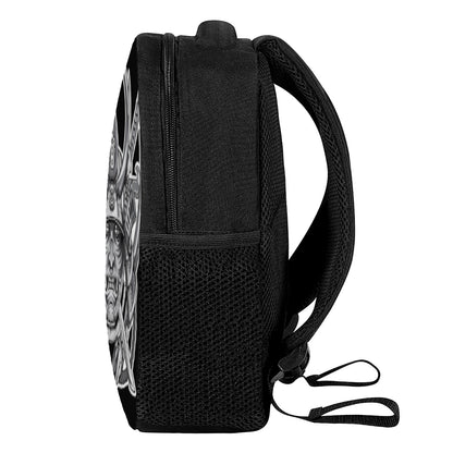 Silver Samurai Mask Print Casual Backpack