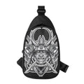 Silver Samurai Mask Print Sling Bag