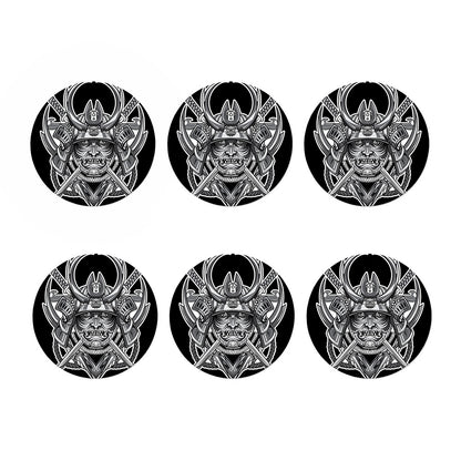 Silver Samurai Mask Print Coaster Set