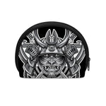 Silver Samurai Mask Print Coin Purse