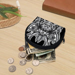 Silver Samurai Mask Print Coin Purse