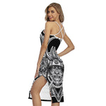 Silver Samurai Mask Print Cross Back Cami Dress