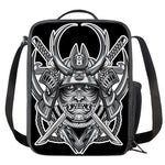 Silver Samurai Mask Print Crossbody Lunch Bag