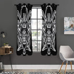 Silver Samurai Mask Print Curtain
