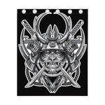 Silver Samurai Mask Print Curtain