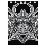 Silver Samurai Mask Print Curtain