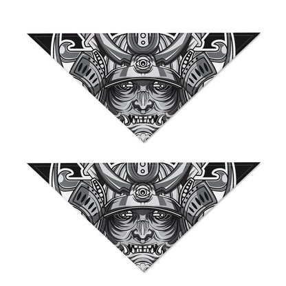 Silver Samurai Mask Print Dog Bandana
