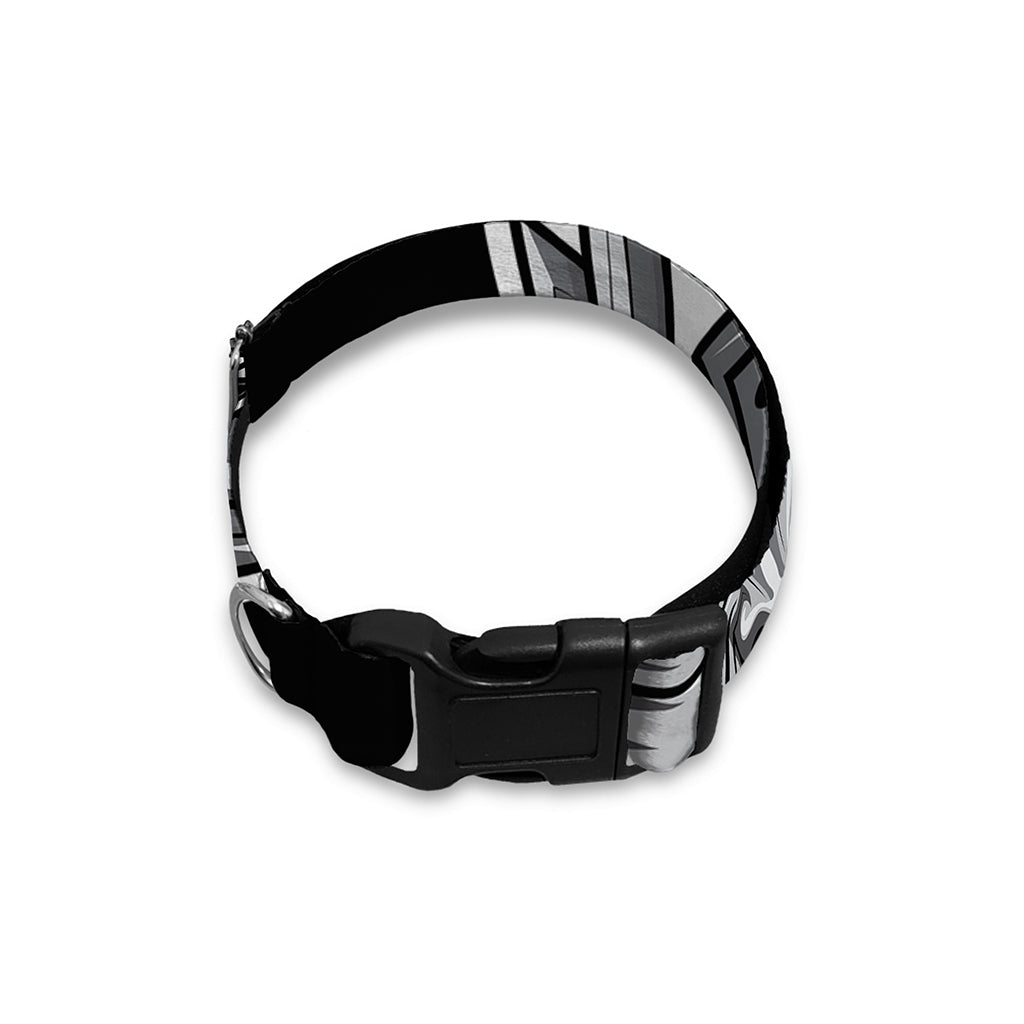 Silver Samurai Mask Print Dog Collar