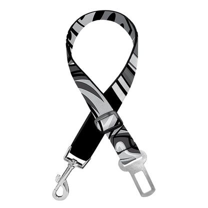 Silver Samurai Mask Print Dog Seat Belt
