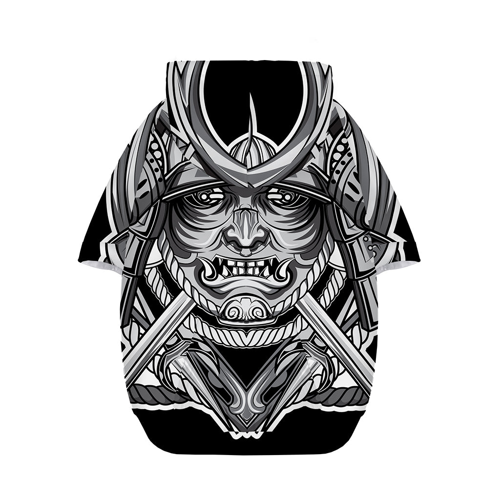 Silver Samurai Mask Print Dog Zip Up Hoodie