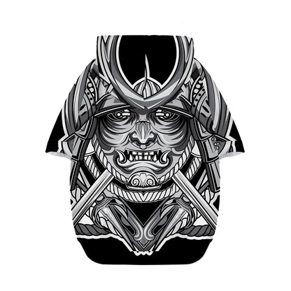 Silver Samurai Mask Print Dog Zip Up Hoodie