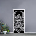 Silver Samurai Mask Print Door Sticker