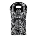 Silver Samurai Mask Print Double Neoprene Wine Tote