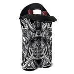 Silver Samurai Mask Print Double Neoprene Wine Tote