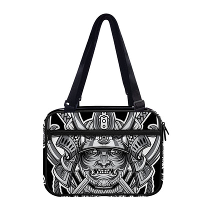 Silver Samurai Mask Print Double Strap Bible Bag