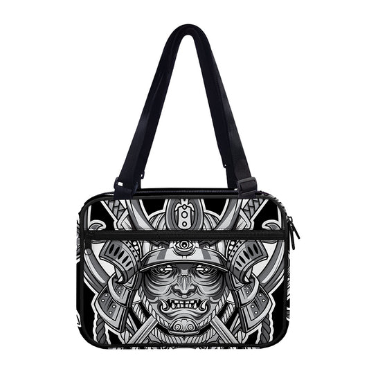 Silver Samurai Mask Print Double Strap Bible Bag