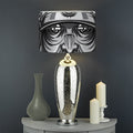 Silver Samurai Mask Print Drum Lamp Shade
