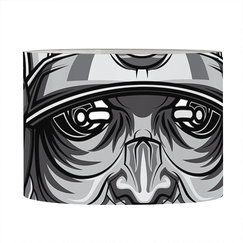 Silver Samurai Mask Print Drum Lamp Shade