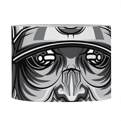 Silver Samurai Mask Print Drum Lamp Shade