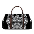 Silver Samurai Mask Print Duffel Bag