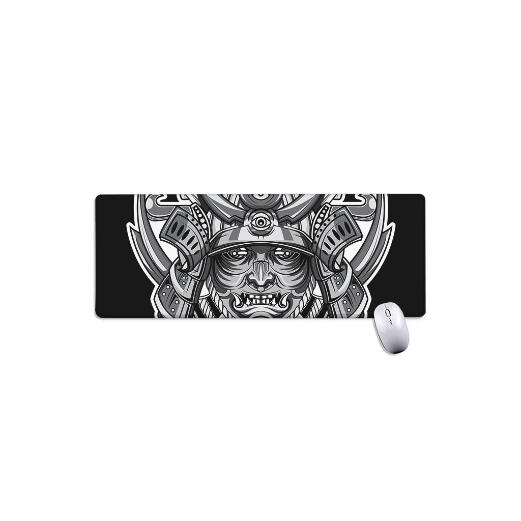 Silver Samurai Mask Print Extended Mouse Pad