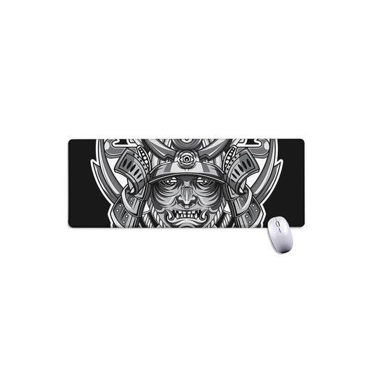 Silver Samurai Mask Print Extended Mouse Pad